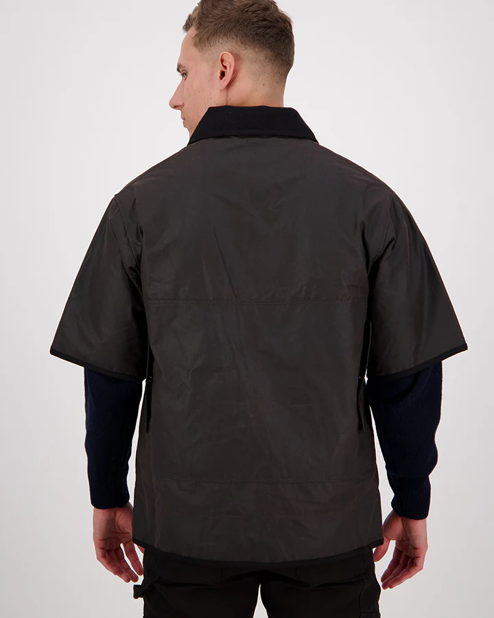 Men's 3/4 Sleeve Brown Oilskin Jacket - Image 4