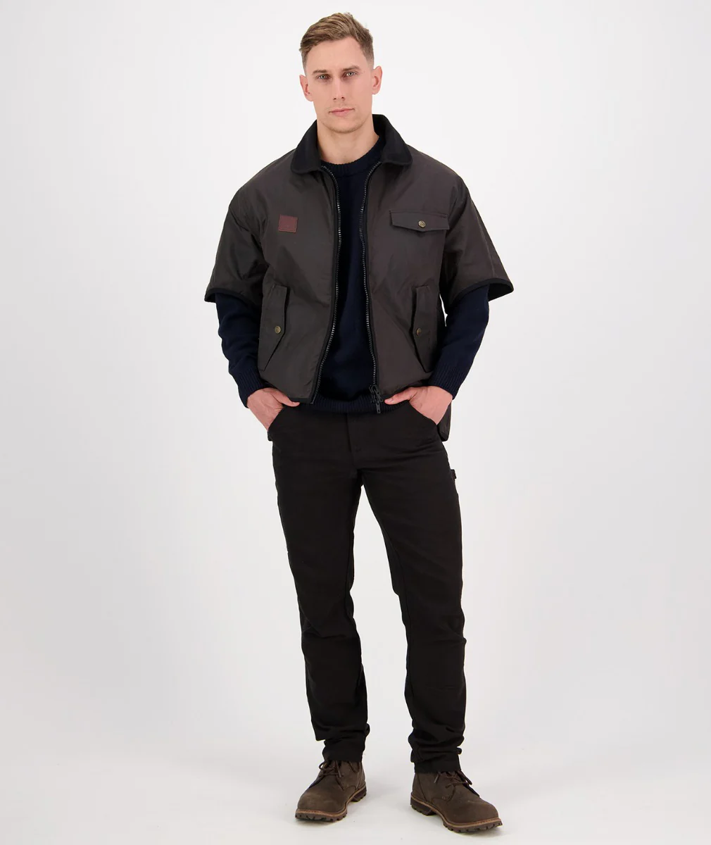 Men's 3/4 Sleeve Brown Oilskin Jacket - Image 5