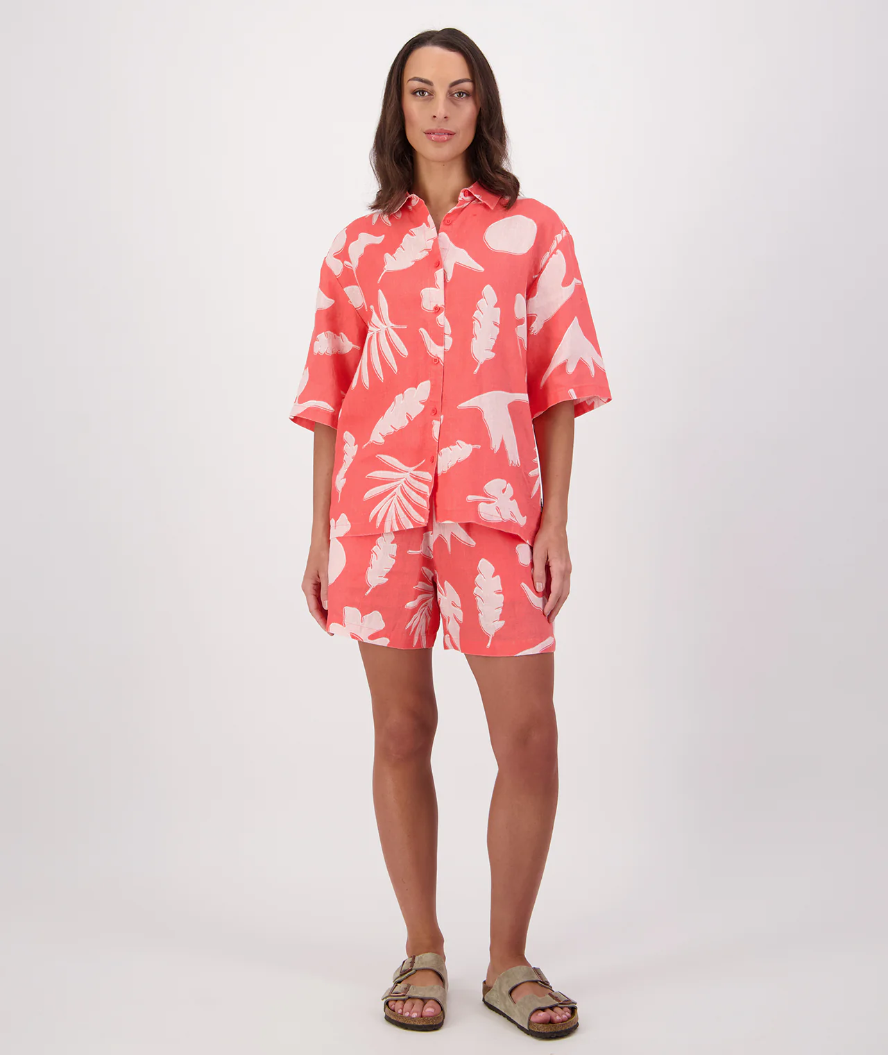 Women's Leafage Linen Short Sleeve Shirt - Image 4