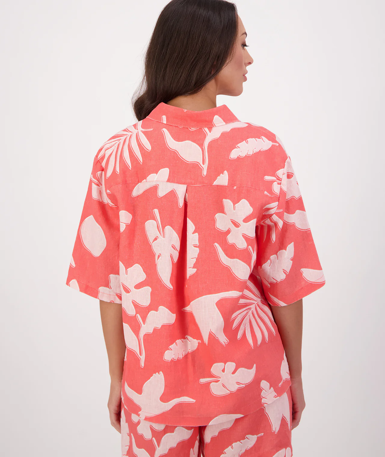 Women's Leafage Linen Short Sleeve Shirt - Image 5